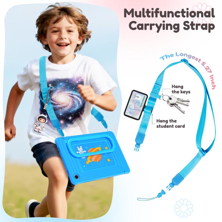 For Samsung Galaxy Tab A11+ / A9+ Handle Holder Silicone Hybrid PC Tablet Case with Shoulder Strap