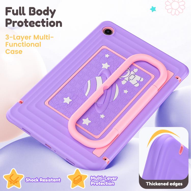 For Samsung Galaxy Tab A11+ / A9+ Handle Holder Silicone Hybrid PC Tablet Case with Shoulder Strap