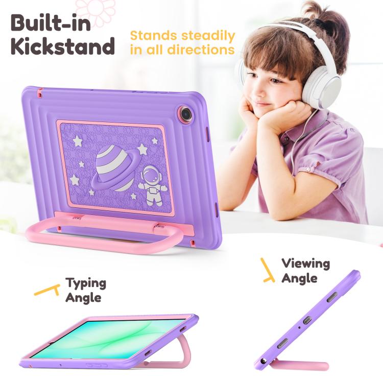 For Samsung Galaxy Tab A11+ / A9+ Handle Holder Silicone Hybrid PC Tablet Case with Shoulder Strap