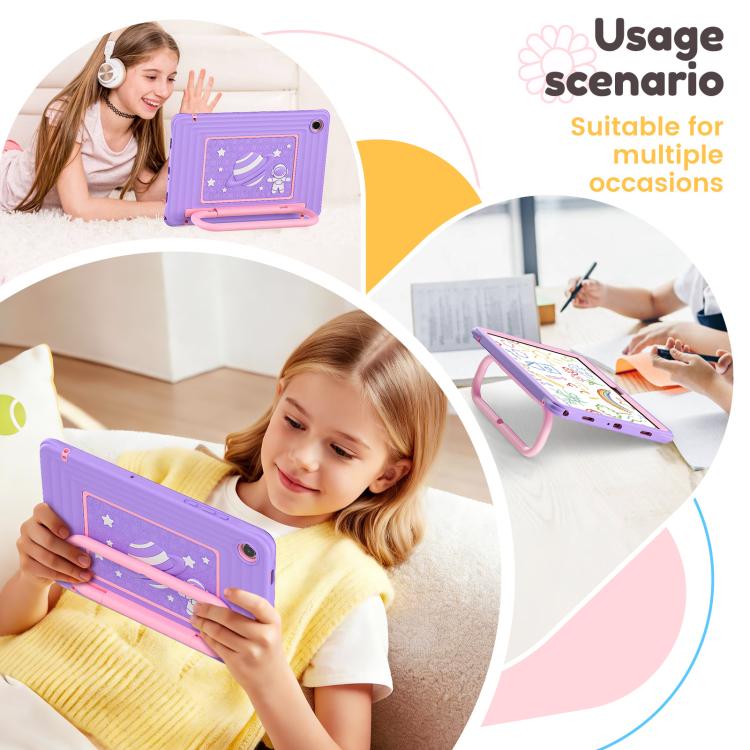 For Samsung Galaxy Tab A11+ / A9+ Handle Holder Silicone Hybrid PC Tablet Case with Shoulder Strap