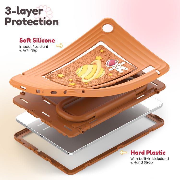 For Samsung Galaxy Tab A11+ / A9+ Handle Holder Silicone Hybrid PC Tablet Case with Shoulder Strap