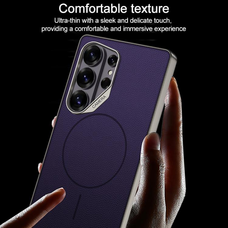 For Samsung Galaxy S26 Ultra 5G GKK Large Camera Hole Metal Paint Skin Feel Vegan Leather Magnetic Phone Case