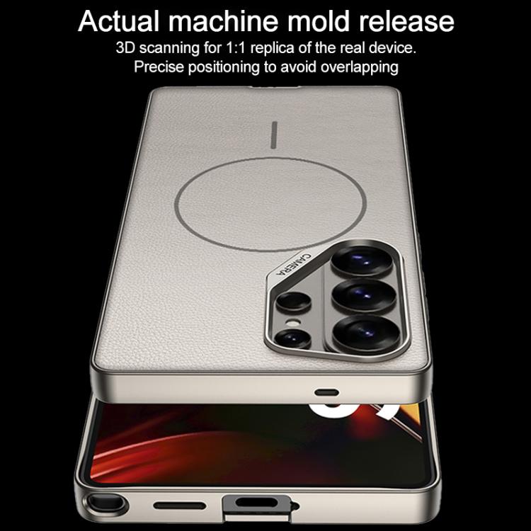 For Samsung Galaxy S26 Ultra 5G GKK Large Camera Hole Metal Paint Skin Feel Vegan Leather Magnetic Phone Case