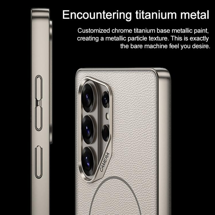 For Samsung Galaxy S26 Ultra 5G GKK Large Camera Hole Metal Paint Skin Feel Vegan Leather Magnetic Phone Case