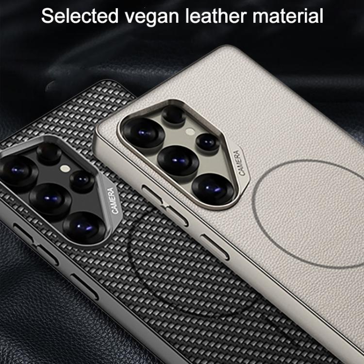 For Samsung Galaxy S25 Ultra 5G GKK Large Camera Hole Metal Paint Skin Feel Vegan Leather Magnetic Phone Case