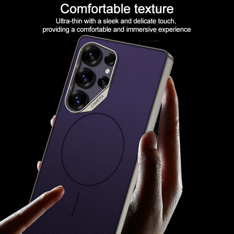 For Samsung Galaxy S25 Ultra 5G GKK Large Camera Hole Metal Paint Skin Feel Vegan Leather Magnetic Phone Case