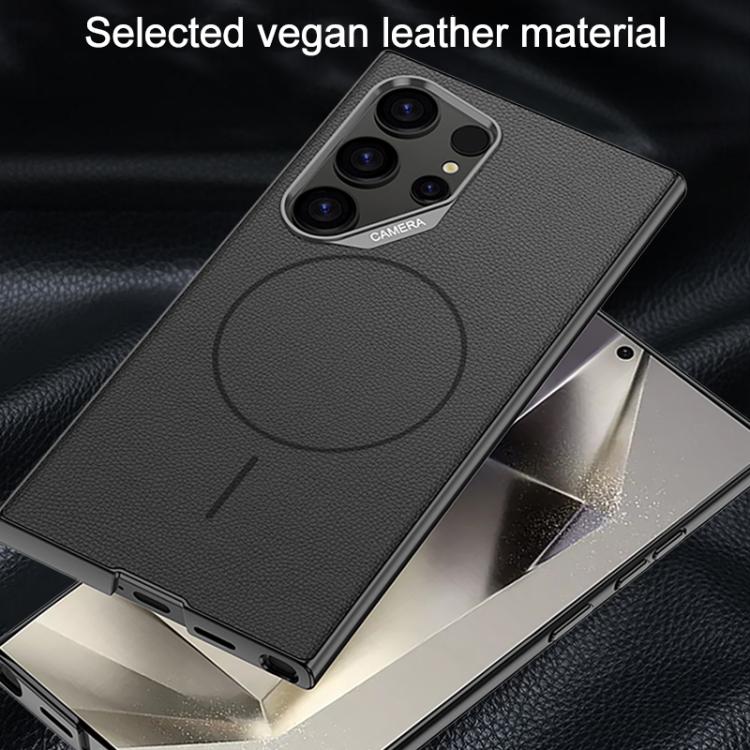 For Samsung Galaxy S24 Ultra 5G GKK Large Camera Hole Metal Paint Skin Feel Vegan Leather Magnetic Phone Case