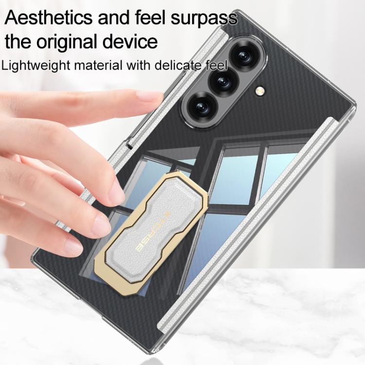 For Samsung Galaxy Z TriFold GKK Double Magnetic Hinge Folding Full Coverage Phone Case with Supercar Wristband Rotating Holder