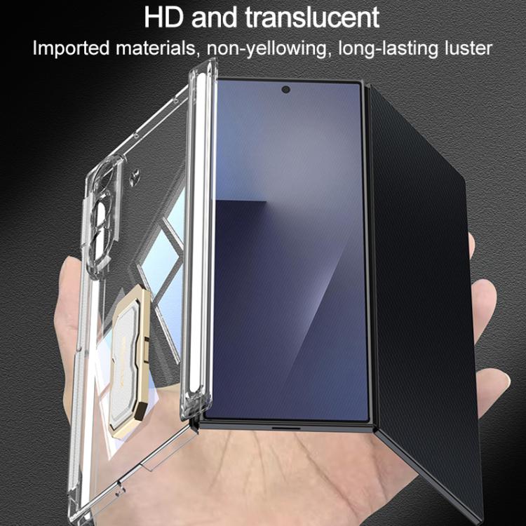 For Samsung Galaxy Z TriFold GKK Double Magnetic Hinge Folding Full Coverage Phone Case with Supercar Wristband Rotating Holder
