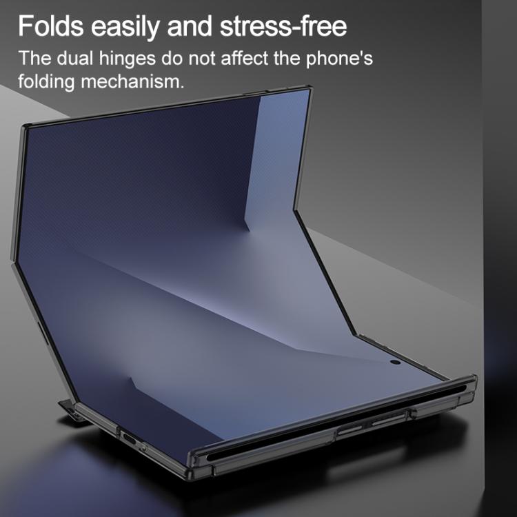 For Samsung Galaxy Z TriFold GKK Double Magnetic Hinge Folding Full Coverage Phone Case with Supercar Wristband Rotating Holder