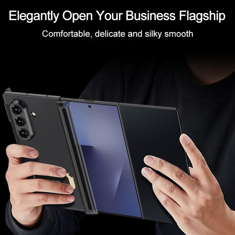 For Samsung Galaxy Z TriFold GKK Double Magnetic Hinge Folding Full Coverage Phone Case with Supercar Wristband Rotating Holder