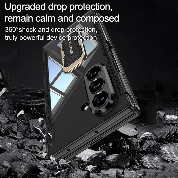 For Samsung Galaxy Z TriFold GKK Double Magnetic Hinge Folding Full Coverage Phone Case with Supercar Wristband Rotating Holder