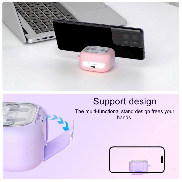 For Samsung Galaxy Buds4 / 4 Pro XDcase Clear Window PC Earphone Case with Holder & Keyring