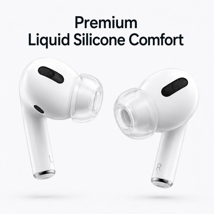 For AirPods Pro 3 XDcase 4 Pairs Replacement Liquid Silicone Ear Tips, XS/S/M/L Size, Cleaning Brush Color Random - Transparent