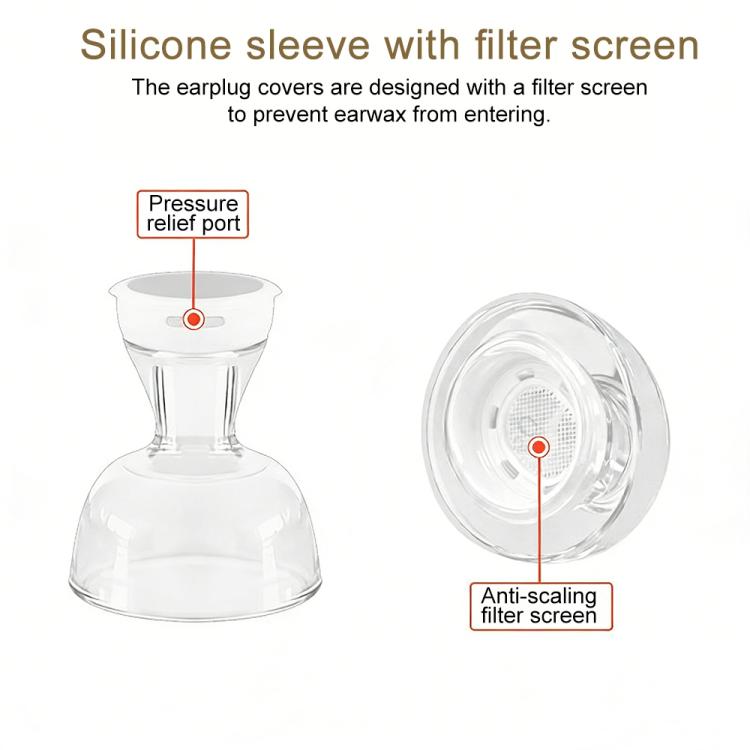 For AirPods Pro 1 / 2 XDcase 4 Pairs Replacement Liquid Silicone Ear Tips, XS/S/M/L Size, Cleaning Brush Color Random - Transparent