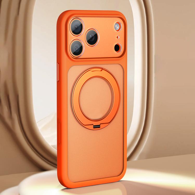 For iPhone 17 Pro Large Hole Frosted Skin-Feel Magnetic Holder Phone Case with AI Shutter Button