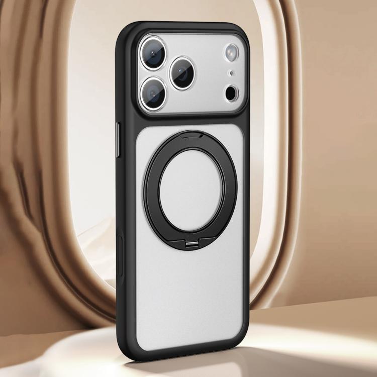 For iPhone 17 Pro Large Hole Frosted Skin-Feel Magnetic Holder Phone Case with AI Shutter Button