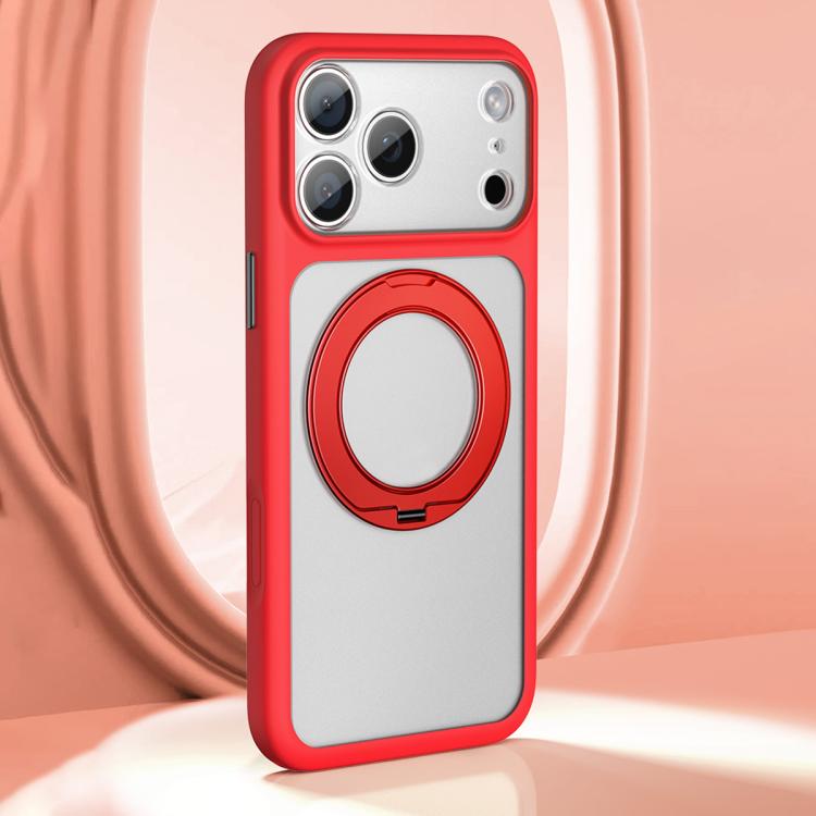 For iPhone 17 Pro Large Hole Frosted Skin-Feel Magnetic Holder Phone Case with AI Shutter Button