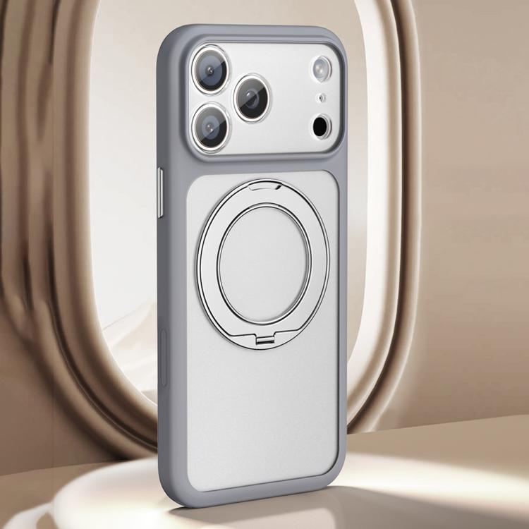 For iPhone 17 Pro Large Hole Frosted Skin-Feel Magnetic Holder Phone Case with AI Shutter Button