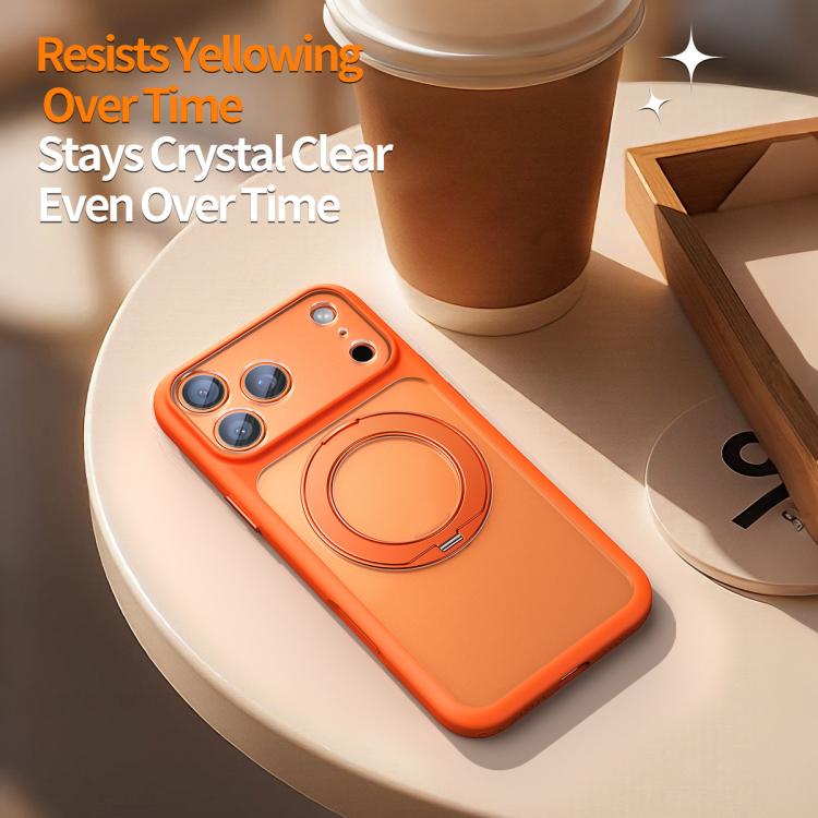 For iPhone 17 Pro Max Large Hole Frosted Skin-Feel Magnetic Holder Phone Case with AI Shutter Button