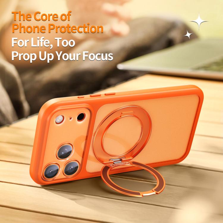 For iPhone 17 Pro Max Large Hole Frosted Skin-Feel Magnetic Holder Phone Case with AI Shutter Button