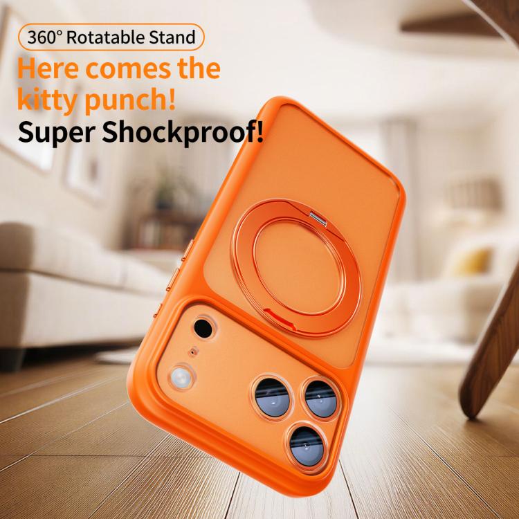 For iPhone 17 Pro Max Large Hole Frosted Skin-Feel Magnetic Holder Phone Case with AI Shutter Button
