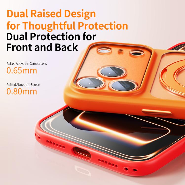 For iPhone 17 Pro Large Hole Frosted Skin-Feel Magnetic Holder Phone Case with AI Shutter Button