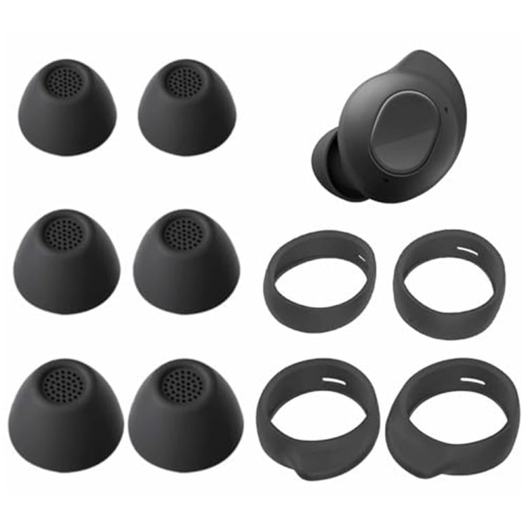 For Samsung Galaxy Buds FE XDcase 3 Pairs Replacement Silicone Ear Tips & Ear Hooks Kit, S/M/L Size, Cleaning Brush Color Random
