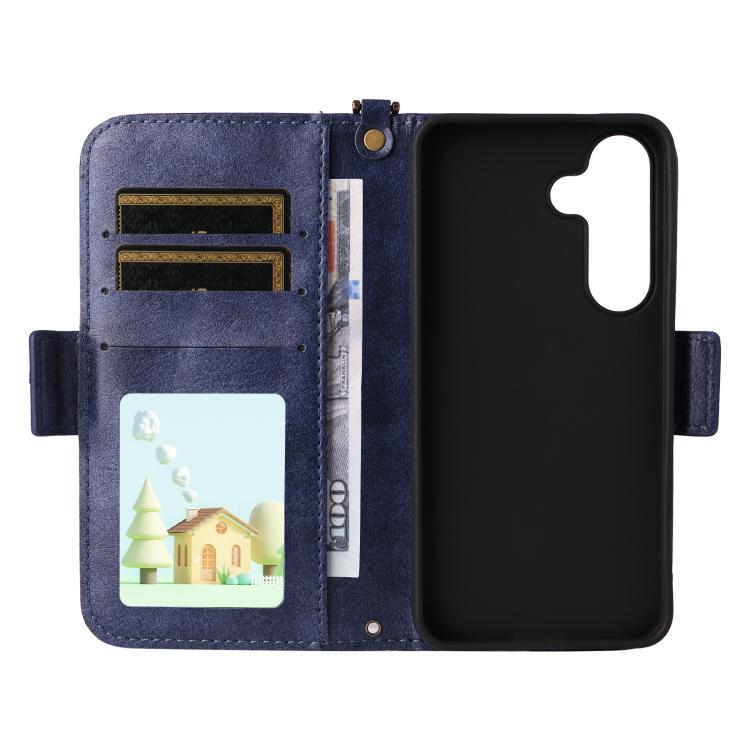For Samsung Galaxy S26+ 5G Multi-card Slots Crossbody Cowhide Leather Phone Case