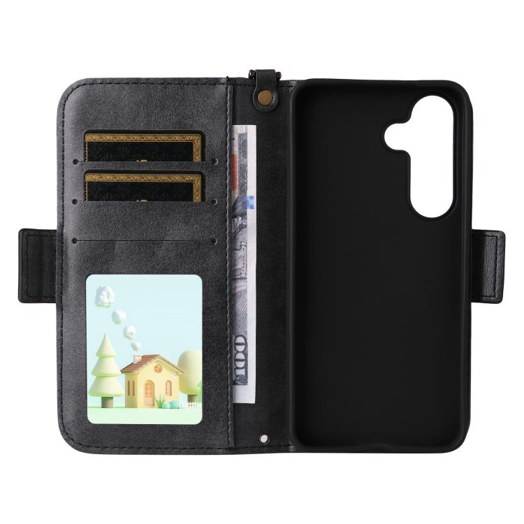 For Samsung Galaxy S26+ 5G Multi-card Slots Crossbody Cowhide Leather Phone Case