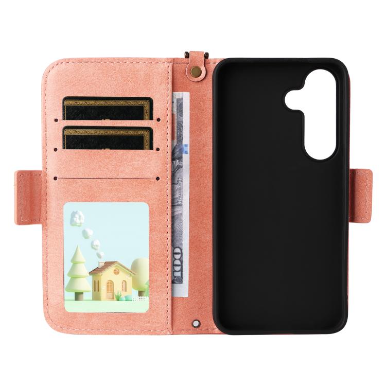 For Samsung Galaxy S26+ 5G Multi-card Slots Crossbody Cowhide Leather Phone Case