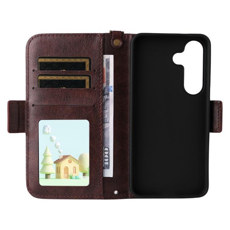 For Samsung Galaxy S26 Ultra 5G Multi-card Slots Crossbody Cowhide Leather Phone Case