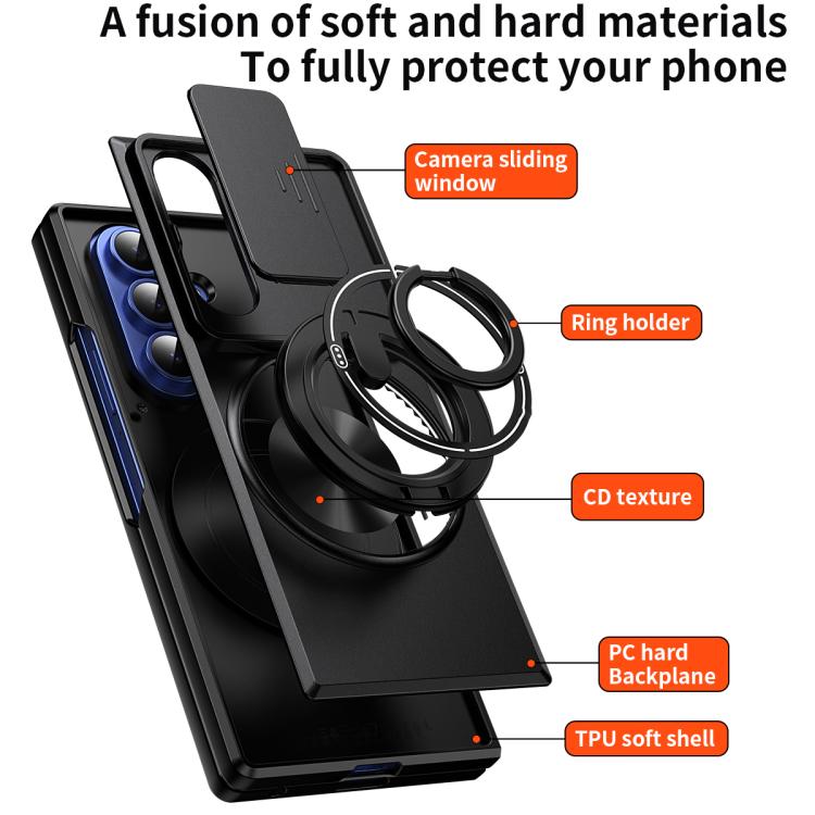 For Samsung Galaxy Z Fold7 5G Lens Sliding Window Multifunctional Magnetic Shockproof Phone Case
