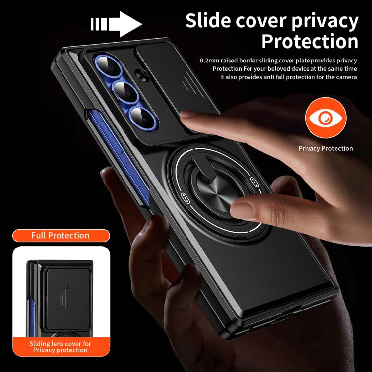 For Samsung Galaxy Z Fold7 5G Lens Sliding Window Multifunctional Magnetic Shockproof Phone Case