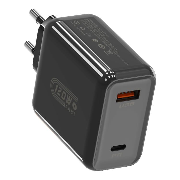 HX119 120W USB and Type-C Dual Interface Fast Charger, Plug:EU Plug