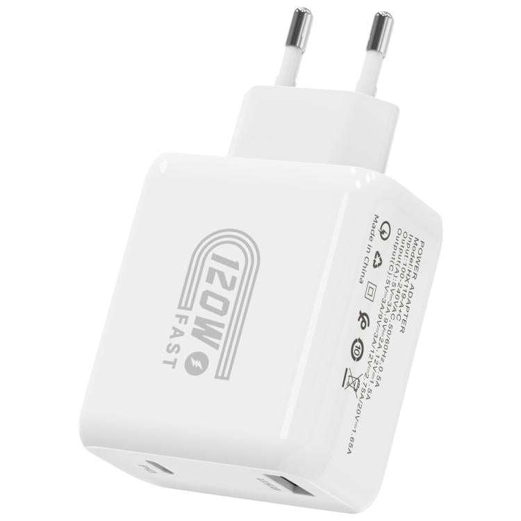 HX119 120W USB and Type-C Dual Interface Fast Charger, Plug:EU Plug
