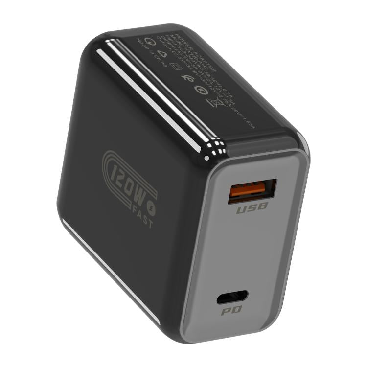 HX119 120W USB and Type-C Dual Interface Fast Charger, Plug:US Plug