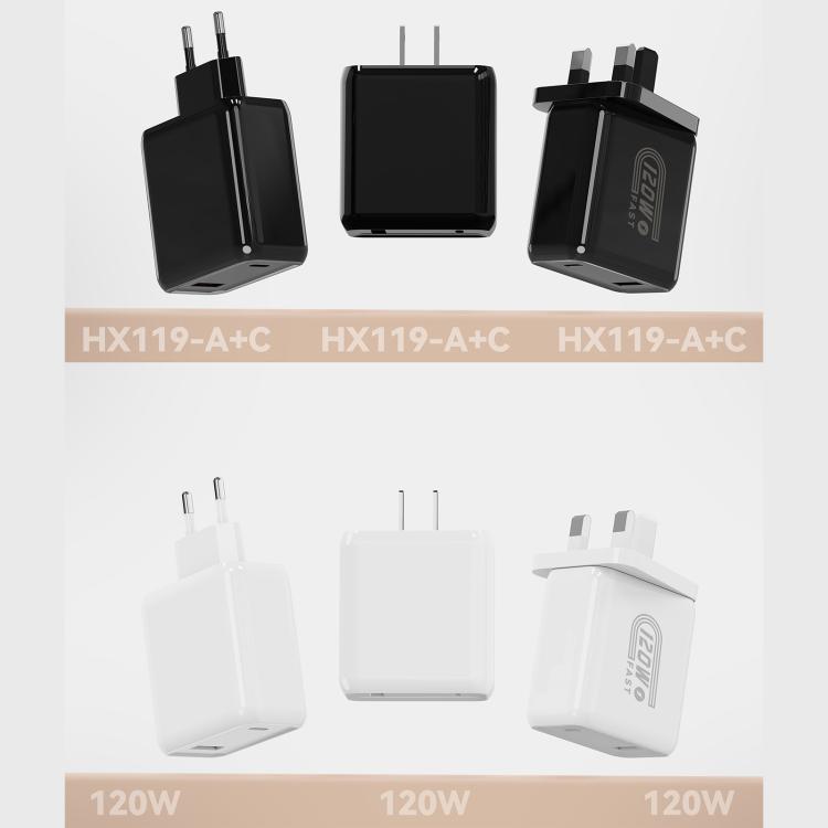 HX119 120W USB and Type-C Dual Interface Fast Charger, Plug:US Plug