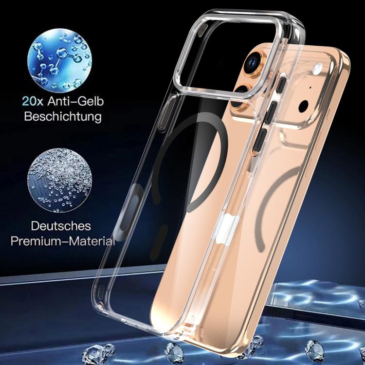 For iPhone 17 Pro Max Crystal Transparent Magnetic Phone Case