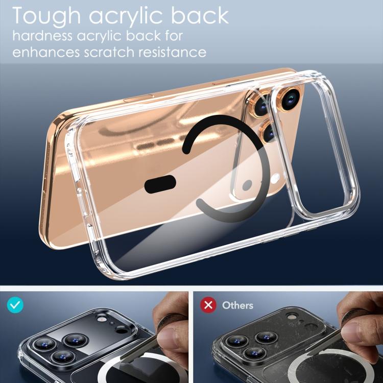 For iPhone 17 Pro Max Crystal Transparent Magnetic Phone Case