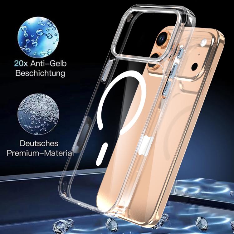 For iPhone 17 Pro Max Crystal Transparent Magnetic Phone Case