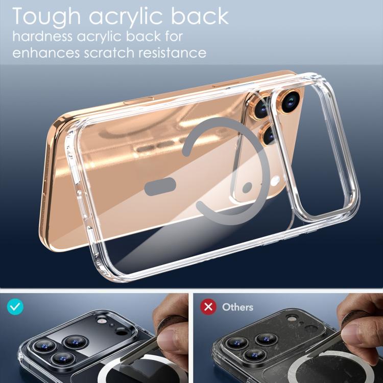 For iPhone 17 Pro Max Crystal Transparent Magnetic Phone Case