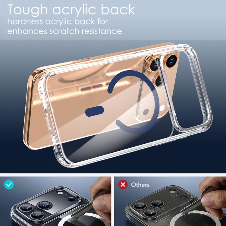 For iPhone 17 Pro Max Crystal Transparent Magnetic Phone Case