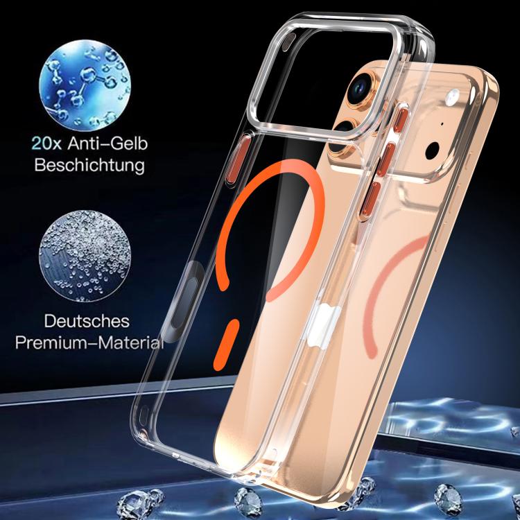 For iPhone 17 Pro Max Crystal Transparent Magnetic Phone Case