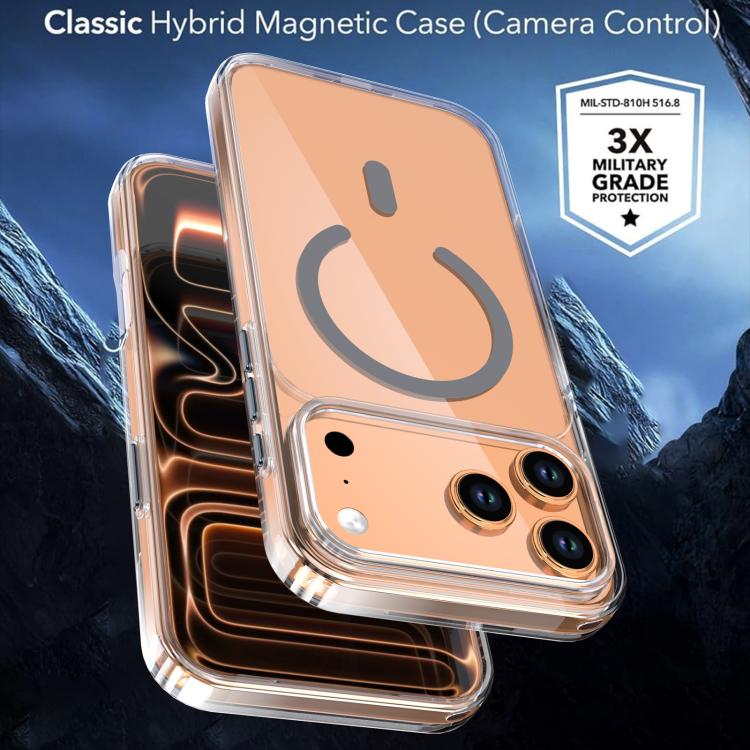 For iPhone 17 Pro Crystal Transparent Magnetic Phone Case