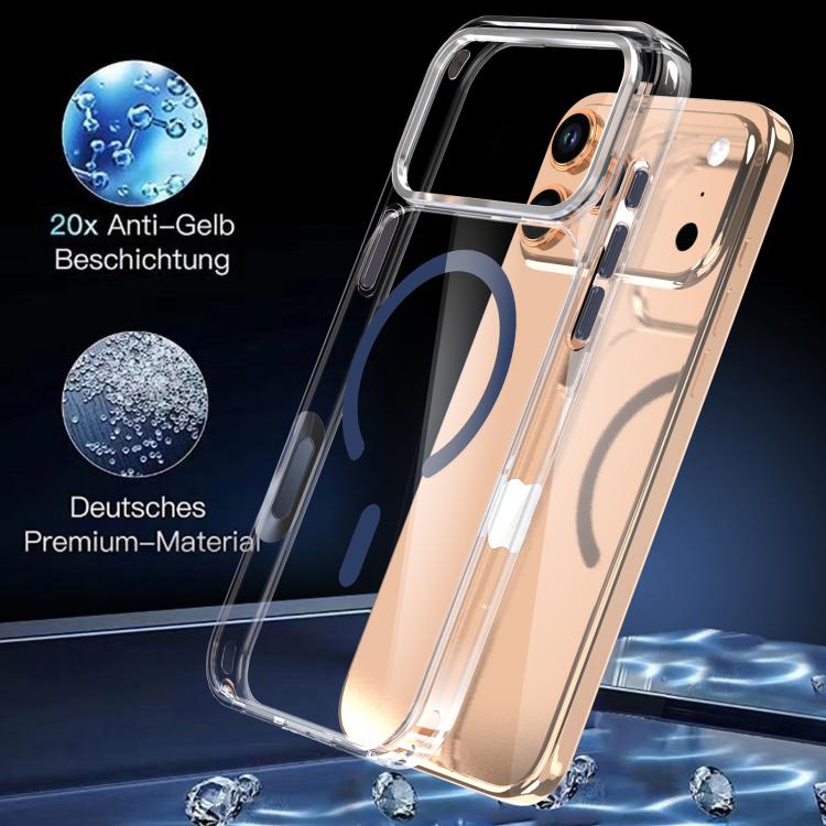 For iPhone 17 Pro Crystal Transparent Magnetic Phone Case