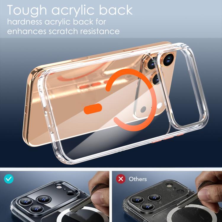 For iPhone 17 Pro Crystal Transparent Magnetic Phone Case