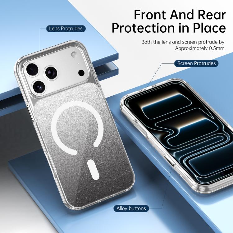 For iPhone 17 Pro Max Crystal Glitter Magnetic Phone Case