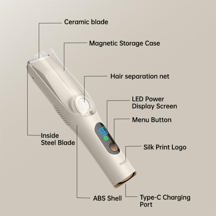 Yesido MG19 Low Temperature Ceramic Blade Baby Hair Clipper - Beige