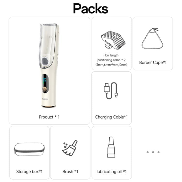 Yesido MG19 Low Temperature Ceramic Blade Baby Hair Clipper - Beige